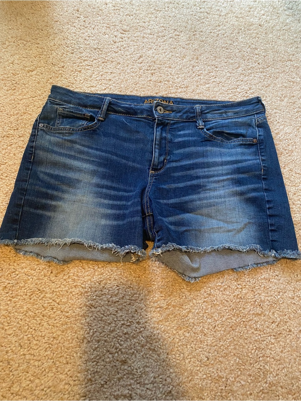 Arizona Jean Company Dark Blue Frayed-Hem Denim Shorts